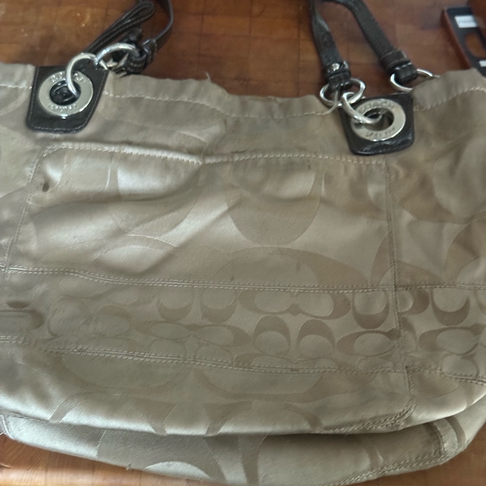 Coach Tan Shoulder Bag with Signature Monogram